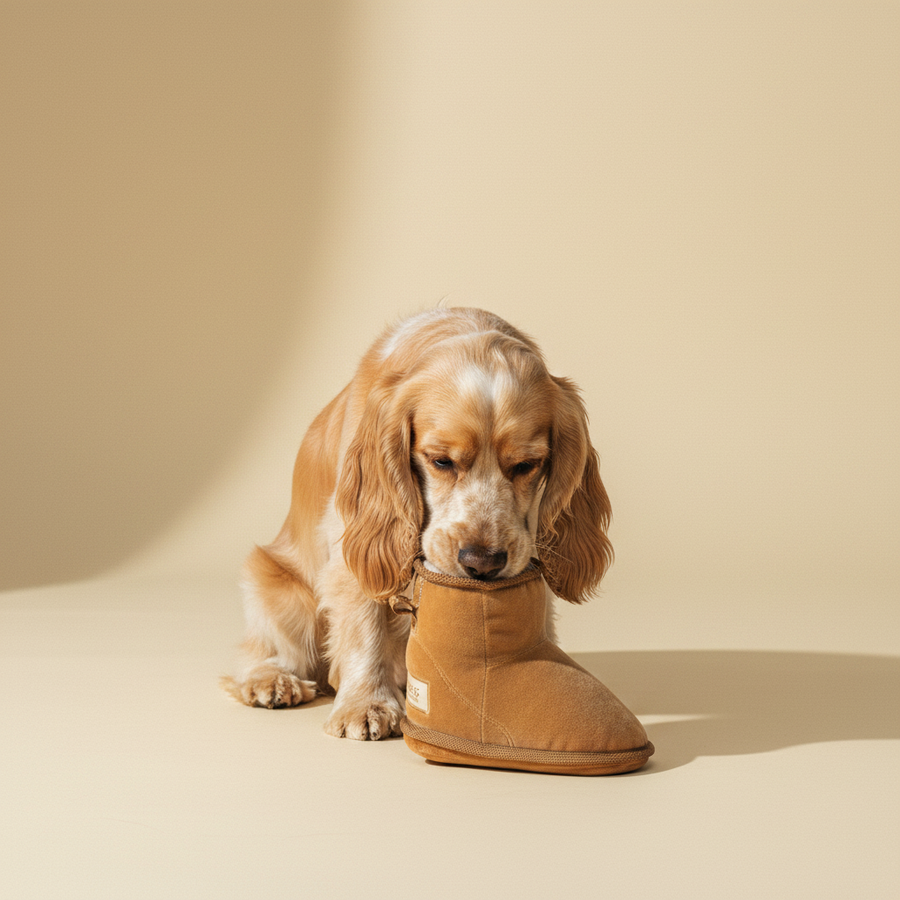 FuzzYard Plush Toy - Dogg Boot — lifestyle met hond | The Snuffle Studio