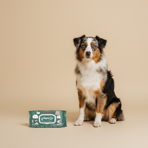 Ferribiella Wet Wipes White Musk (40 stuks) — lifestyle met hond | The Snuffle Studio