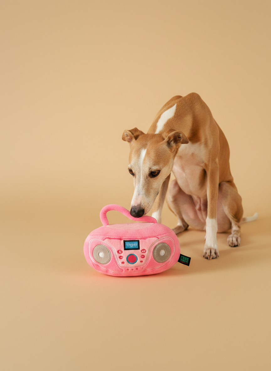 FuzzYard Y2K Slumber Party - Portable CD Player — lifestyle met hond | The Snuffle Studio