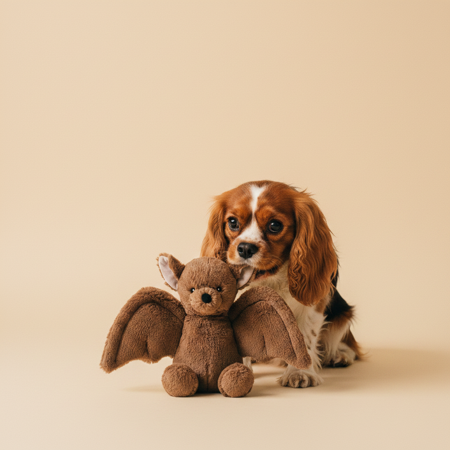 Stuffed Bat – Knuffel – Ferribiella — lifestyle met hond | The Snuffle Studio