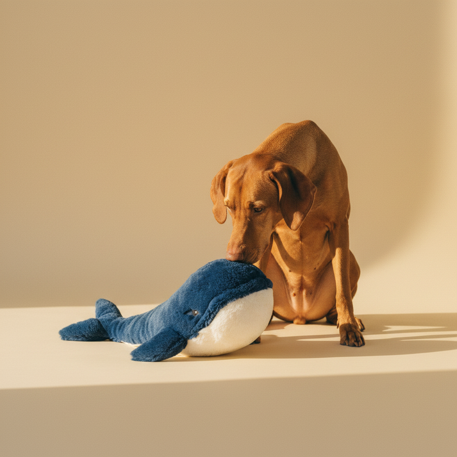 Stuffed Whale – Knuffel – Ferribiella — lifestyle met hond | The Snuffle Studio